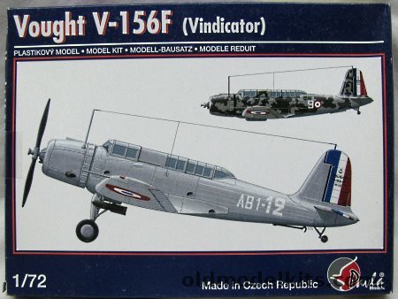 Pavla 1/72 Vought V-156F Vindicator - French Aeronavale AB.1 Fall 1939 / Same-Camo late '39 / VS-42 USS Saratoga Fall 1941 / VMSB-241  Shot Down at the Battle of Midway / USS Ranger Spring 1940, 72027 plastic model kit